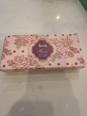 Harrods Pink and Green Rose Set of Three Bath Soaps